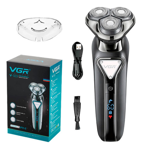 Afeitadora Eléctrica Hombre Shaver Vgr V-323 Recargable Usb Ideal Viaje Color Negro