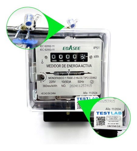 Medidor Magnetico Monofásico Ebasee 10(50)a Certificado