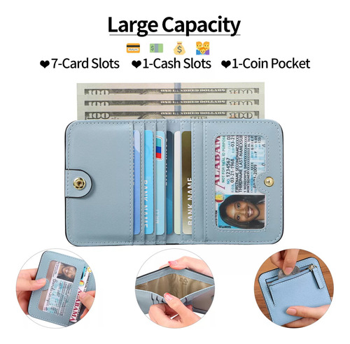 Cartera Pequeña Para Mujer Con Bloques Rfid, Monedero Pequeñ