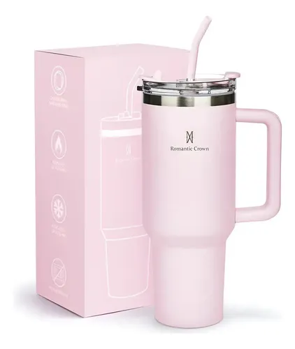 Copo Térmico Gigante 1,2l Inox com Tampa E Inox Canudo Cor Rosa - foto 1