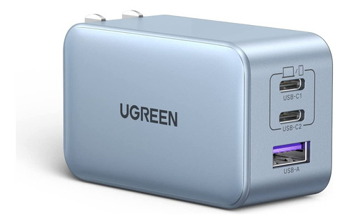 Cargador Super Rápido Ugreen Gan 65w Mini 2 Usb C Para Mac