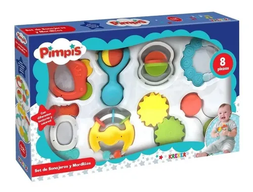 Set De Sonajeros Y Mordillos X 8 Pimpis Juego Juguete Bebe