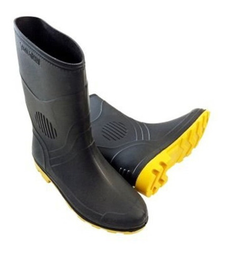 Bota Grendene Preto/amarelo Cano Médio S/forro Pega Forte