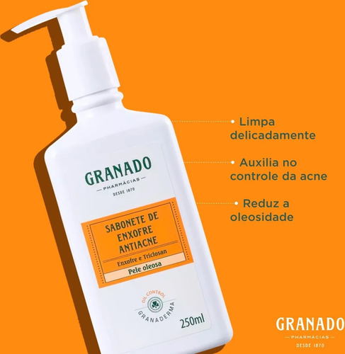 Imagem 2 de 2 de Sabonete Líquido Granado Granaderma Antiacne Enxofre 250ml