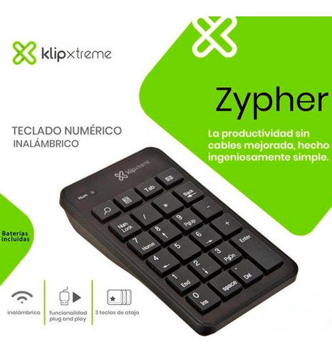 Kx Keypad Num Knp-110 Wireless Otec Idioma No Aplica Color Del Teclado No Aplica Negro Español