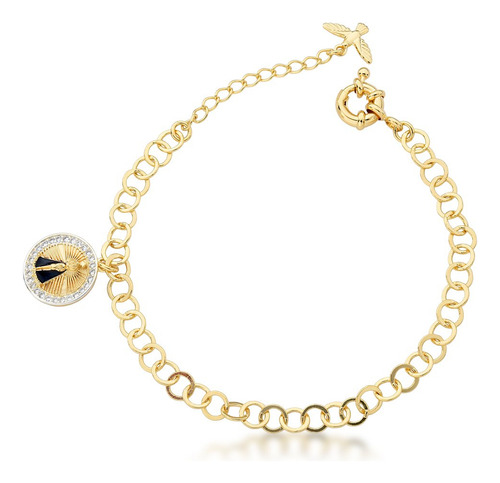 Pulseira Nossa Senhora Aparecida Semijoia Banhado A Ouro 18k