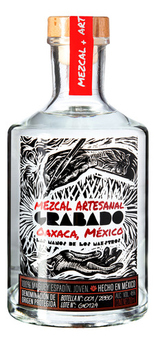 Mezcal Grabado Artesanal 100% Espadin 700 Ml 45 Alc. Vol.