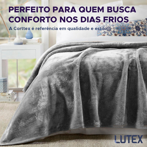 Cobertor Queen Lumini Super Soft Toque Seda Gramatura 300 G Cor Cinza Grafite