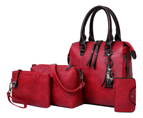 4 Unids / Set Bolsos De Moda Para Mujer, Bolso De Hombro,