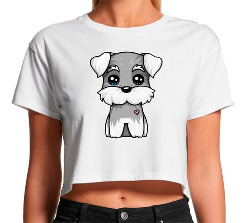 Playera Crop Top Mujer Ombliguera Sport Perrito French Terry