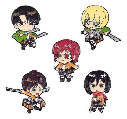 Broche De Anime Attack On Titan Metálico, 5 Piezas