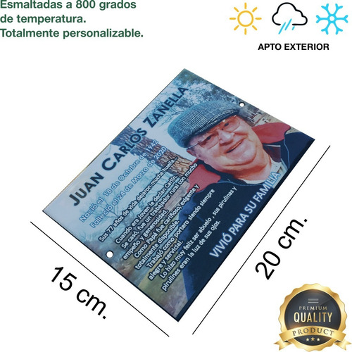 Imagen 5 de 7 de Placa Recordatoria Para Cementerio 20x15cm, Foto Enlozada.
