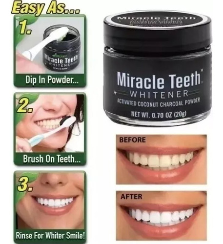 Blanqueador Dental Coco Carbón Activo Blanqueamiento Dientes