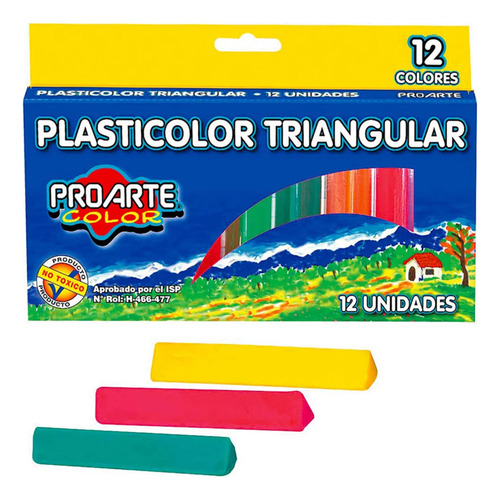 Plasticina 12 Colores Triangular. Proarte