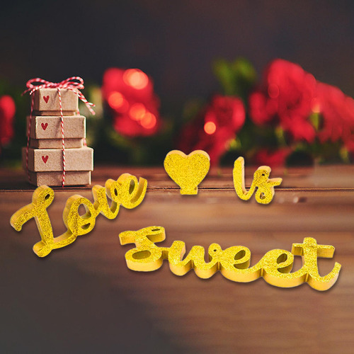 Love Is Sweet And Heart-letrero De Madera Para Dorado