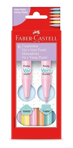 Canetinha Vai E Vem Pastel 06 Cores Lavável Faber Castell
