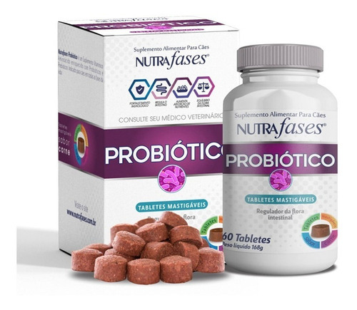 Imagem 1 de 4 de Suplemento Vitamínico Probiótico Cães Nutrafases 60 Tabletes