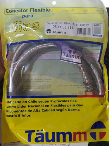 Flexible Conector Para  Gas Hi-hi 1/2  100cm - Taumm Nf