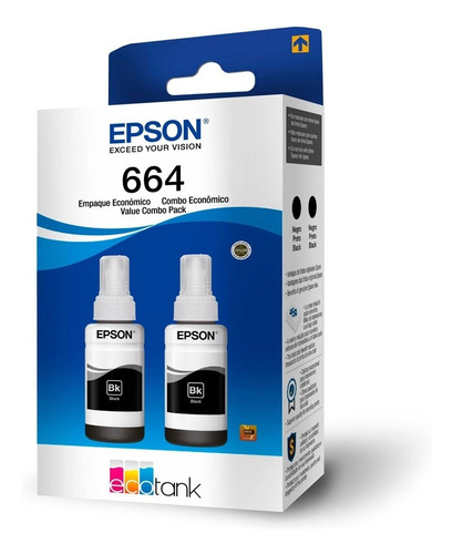  2 Botellas Tinta Epson T664 Negro 70ml - Ofiexpress