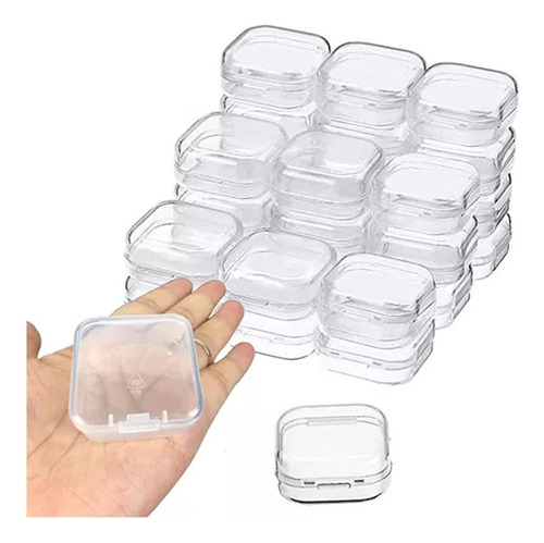 6 Cajas De Plastico Cuadradas Transparente 4.3x4.3x2cm  E063