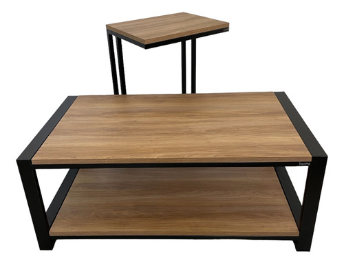 Juego Living Mesa De Arrime Y Ratona Black &wood Minimalista