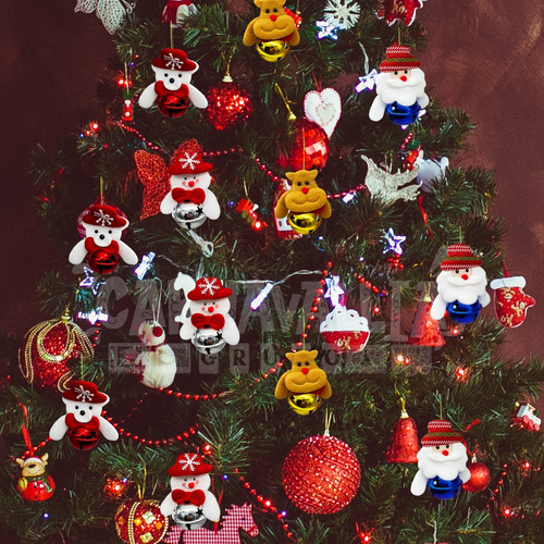 Mox 12 Cascabeles Muñecos Navideños Adorno Fieltro Navidad
