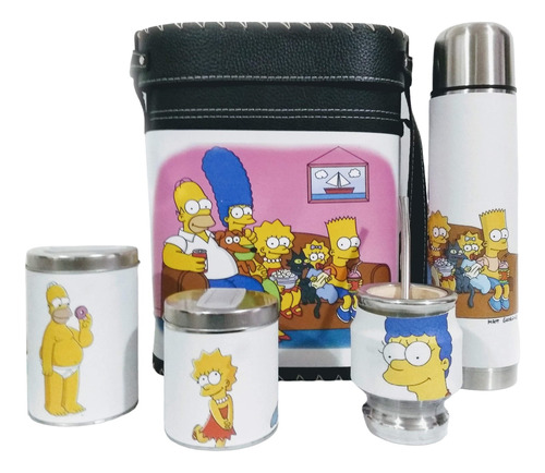 Set Matero Los Simpson Kit Equipo Completo Termo 1l Morral