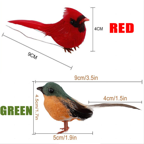 Pajarito Rojo Pequeño Artificial Para El Hogar, 10 Unidades