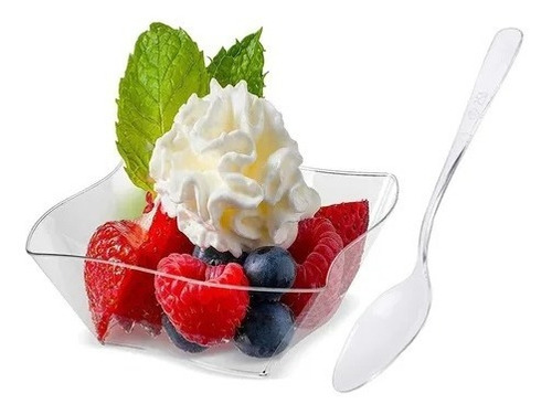 Imagen 3 de 5 de Pack De 100 Cucharas Transparentes Mini Para Postre Shots