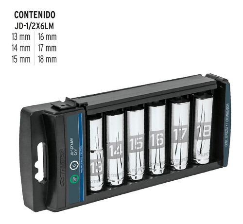 Imagen 2 de 2 de Juego 6 Dados Largos Cuadro 1/2 Mm, Truper