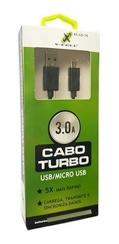 Cabo Usb Carregador Turbo 3.0a Micro Usb 25w 2 Metros X-cell