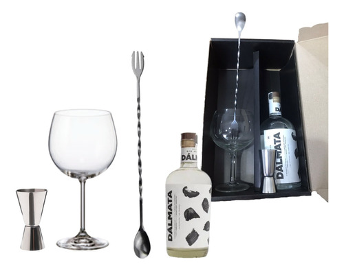 Estuche Gin Dalmata + Copa Gin + Jigger + Cuchara/tenedor