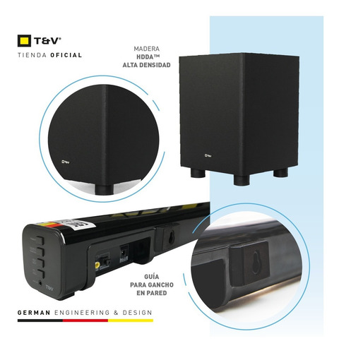 Imagen 3 de 6 de Barra De Sonido Bluetooth Dunn Inalámbrico Optico Smart Tv