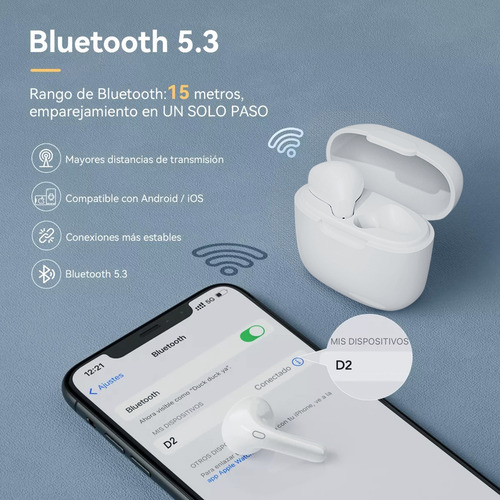 Audifonos Inálambricos In-ear Hotu D2 Auriculares Bt5.3 Mini Audifonos Inalambricos Auriculares Inalambricos Manos Libres Audifonos Manos Libres Auriculares Bluetooth