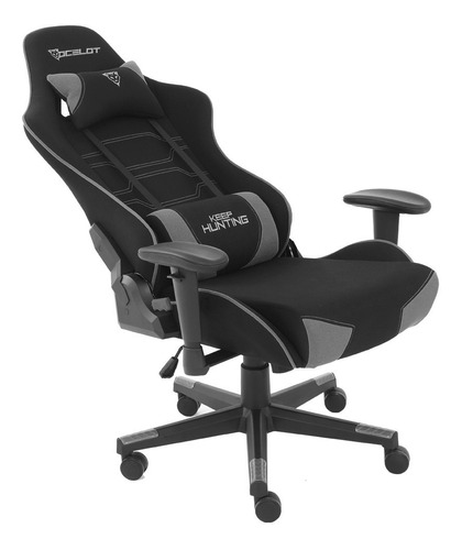 Silla Gamer De Tela Ocelot/negro Con Gris/base Reforzada /v Color Gris Material del tapizado Cuero sintético