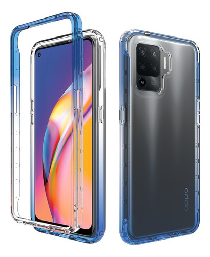 Funda 2 En 1 Uso Rudo For Modelos Oppo Bicolor Transparente