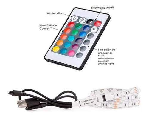 Imagen 5 de 5 de Tira Led Rgb 3528 Exterior Controlador Fuente 12v Control 5m