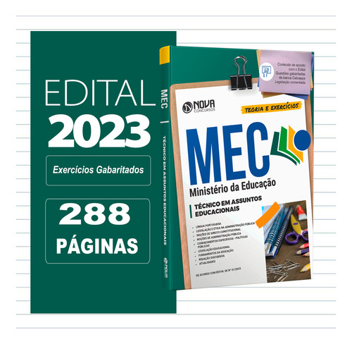 Apostila Mec 2023 - Técnico Em Assuntos Educacionais, De Professores Especializados., Vol. Único. Editora Nova Concursos, Capa Mole, Edição Oficial Em Português, 2023