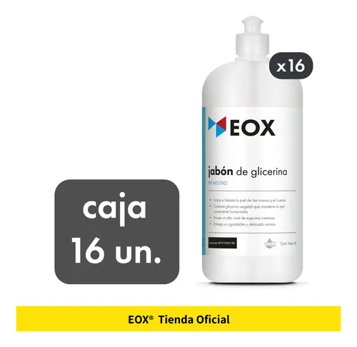 Caja 16 Un. Jabón De Glicerina Ph Neutro Eox 1 Litro