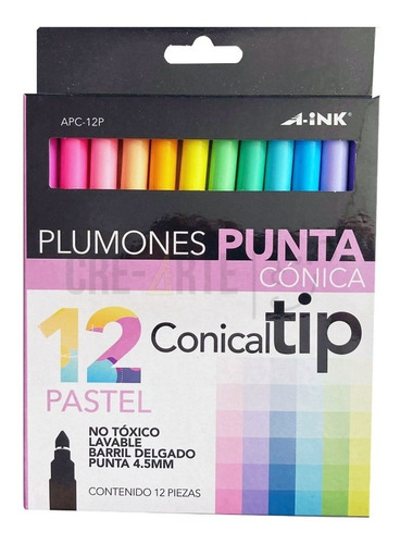 Plumones Supertips Aink 12 Tonos Pastel (tipo Crayola)