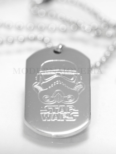 Dije Chapa Acero Star Wars Stormtrooper Grabada