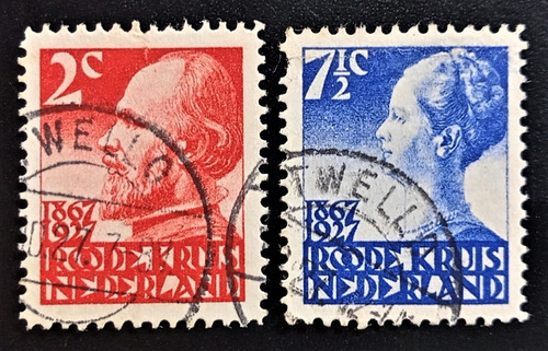Países Bajos, 2 Sellos Yv 190-3 Cruz Roja 1927 Usados L18226