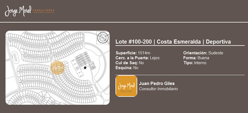 Lote Interno #100-200 - Costa Esmeralda - Deportiva - 1514m2 #id 9188