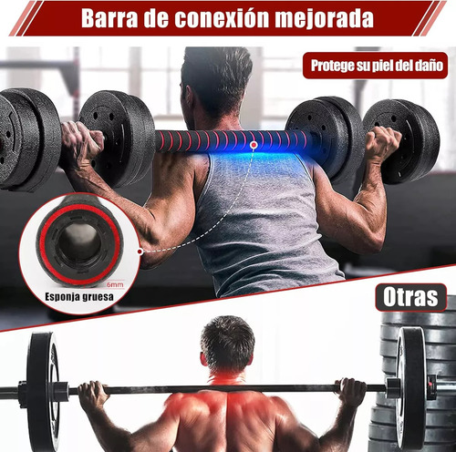 kit de pesas set mancuernas ajustable 20 kg Barra Recta con discos Ejercicio Color Negro ZKTeco