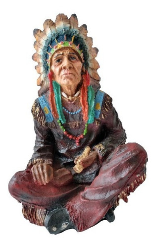 Indio Geronimo De 35cm, Sentado Con Pipa.