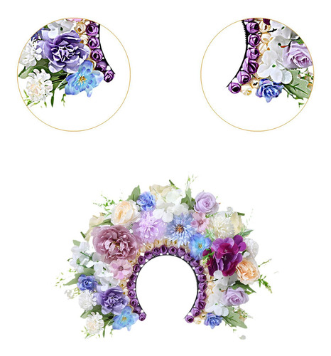 Kit De Diadema De Diadema De Flores Artificial De Púrpura