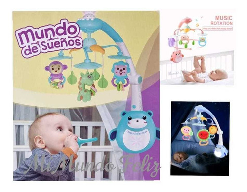 Proyector Movil Giratorio Musical Con Control Remoto Bebes
