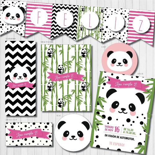 Kit Imprimible Personalizado Candy Bar Oso Panda Bambu