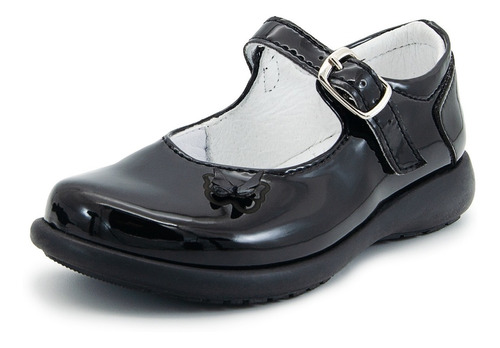 Zapato Niña Chabelo Escolar Charol Negro Con Broche 15-21