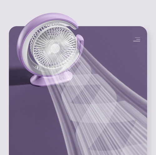 Ventilador De Escritorio Lámpara De Mesa Luna Carga Usb